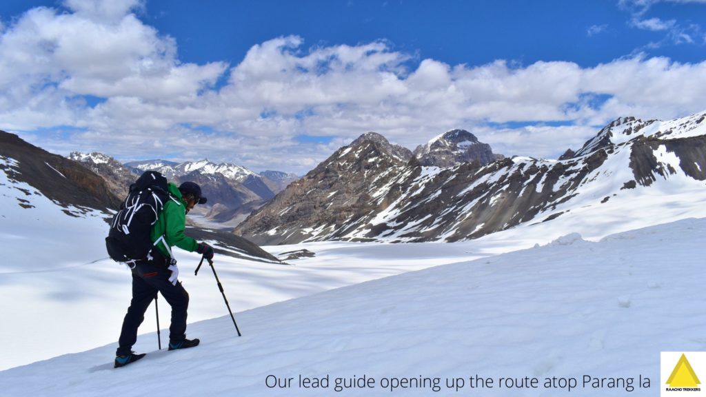 Our guide leading the climb of Parang La pass
