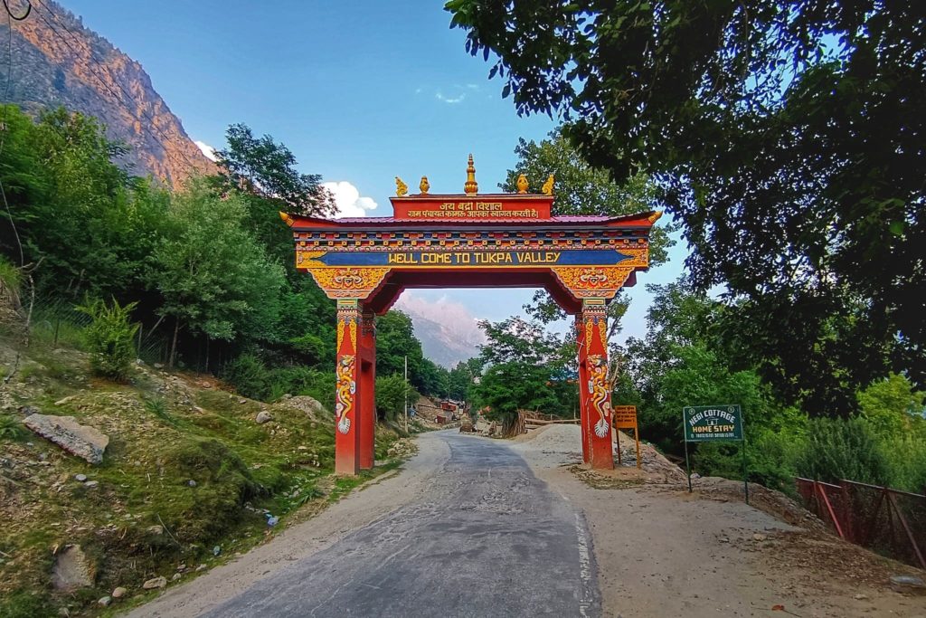 Entrance gate of Sangla (or Tukpa) Valley painted in Thangka style.