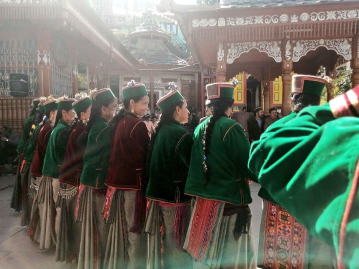 Ladies dancing in traditional costume of Kinnaura tribe 