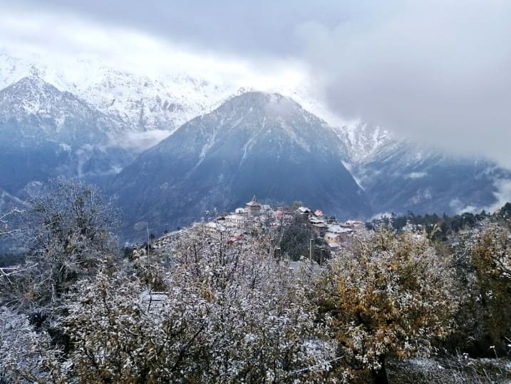 Snow-dusted Kalpa village