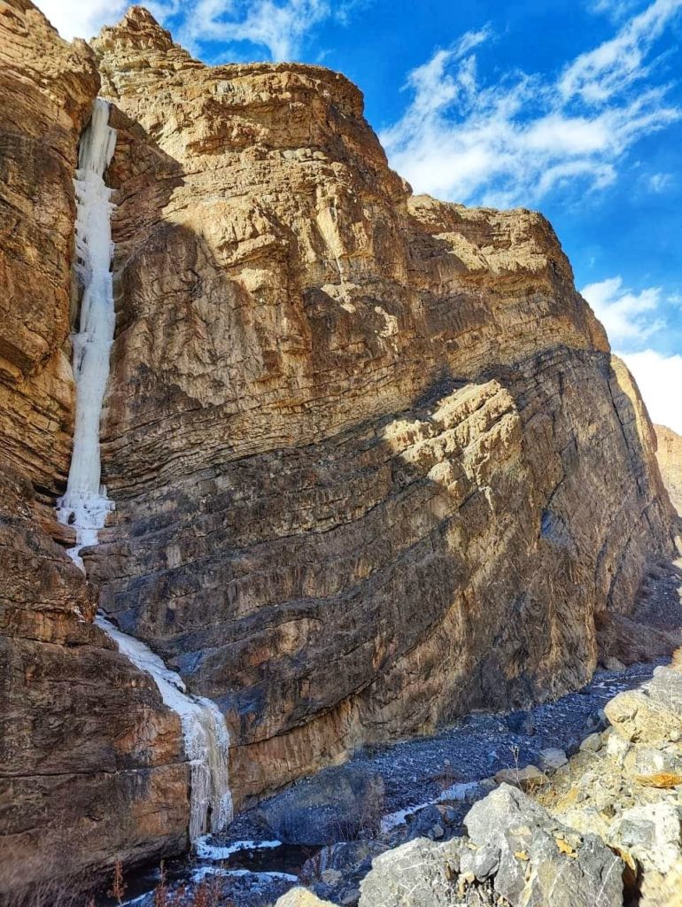 Frozen formations of Sheela Nala waterfall