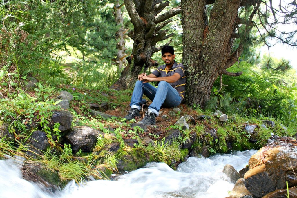 Sitting by the stream , en route Chaka meadows , Kalpa , Kinnaur