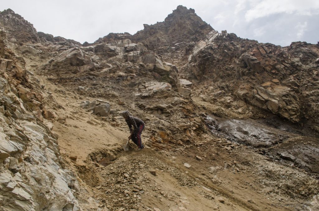 Our porter Gopal at work. [Lamkhaga pass trek expedition 2015]