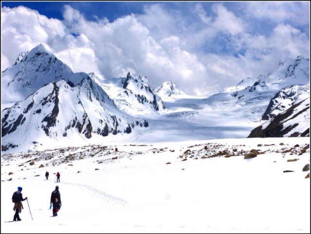 Walking on Khatling glacier