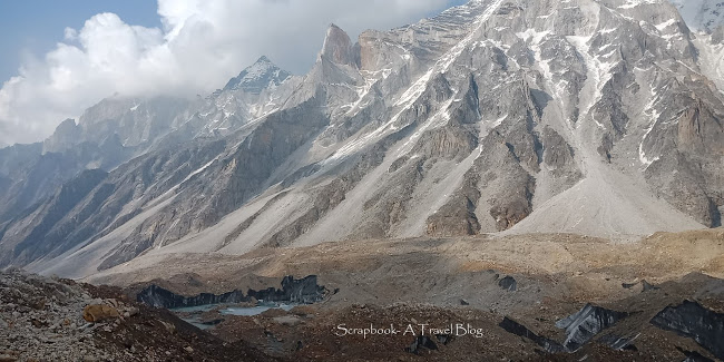 Moraines and Glacier zone below Kedartal 