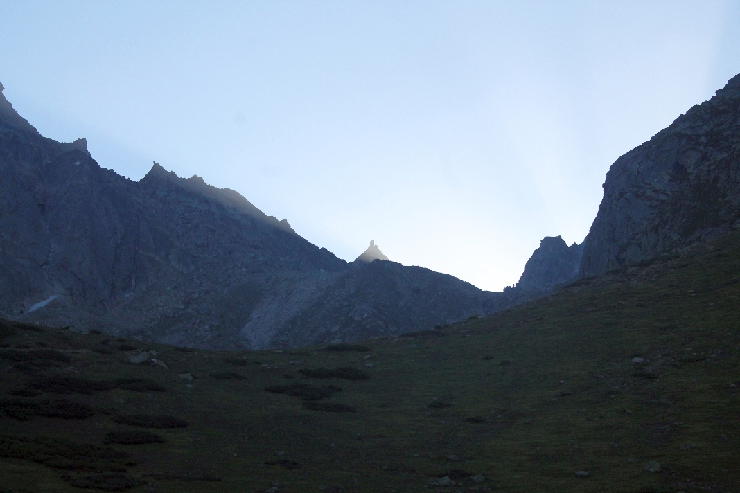 Sunrise over Kinnaur Kailash Shivling peak