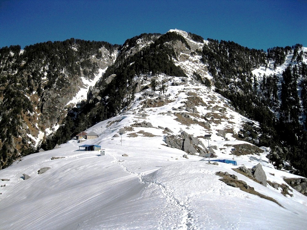 Snow on Triund hill top